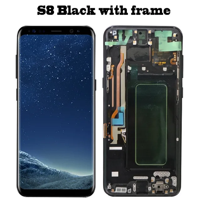 ЖК-дисплей с рамкой для SAMSUNG Galaxy S8 G950 G950F дисплей S8 Plus G955 G955F сенсорный экран с сервисным пакетом - Цвет: S8 Black