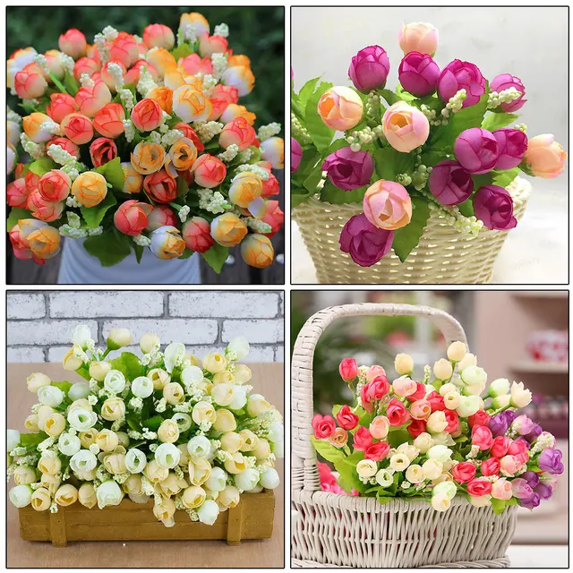 Buy Best Sale Colorful Silk Artificial Flowers 15 Head