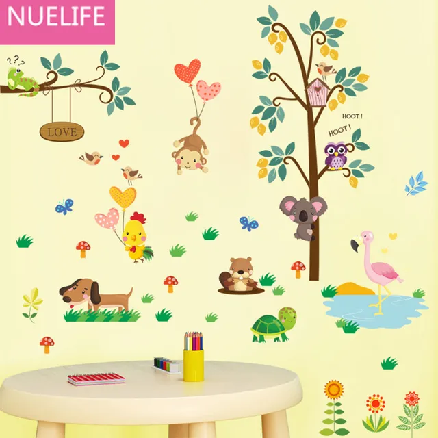 New owl monkey zoo pattern wall stickers children room kindergarten ... New owl monkey zoo pattern wall stickers children room kindergarten ...