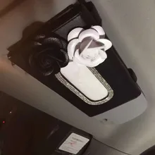 Камелия цветок кристалл автомобиля коробка для салфеток держатель для козырек от солнца кожа висит Авто Зонт бумажное полотенце Чехол автомобиля аксессуары