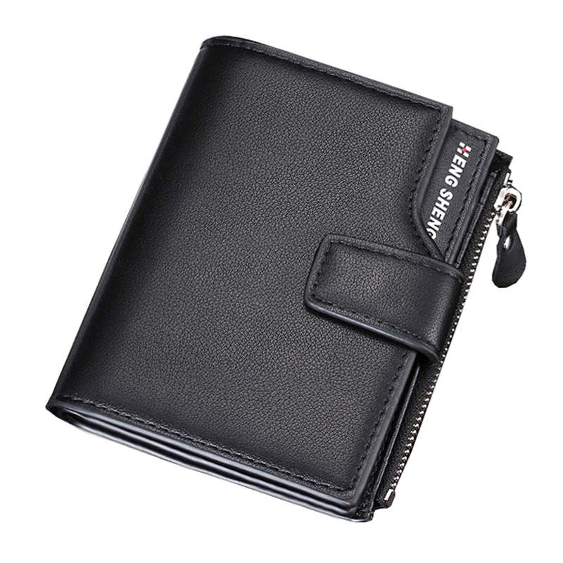 Hengsheng Brand wallet leather short purse Men Letter Snap Fastener Zipper Short Clutch Wallet