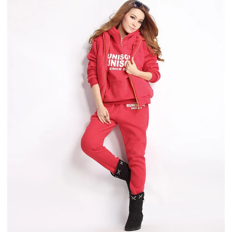 

Tracksuit 2019 fashion Autumn Winter Women's Suit Neck Sweatshirt + Patchwork Long Pant 3 Piece Set big size M-6XL