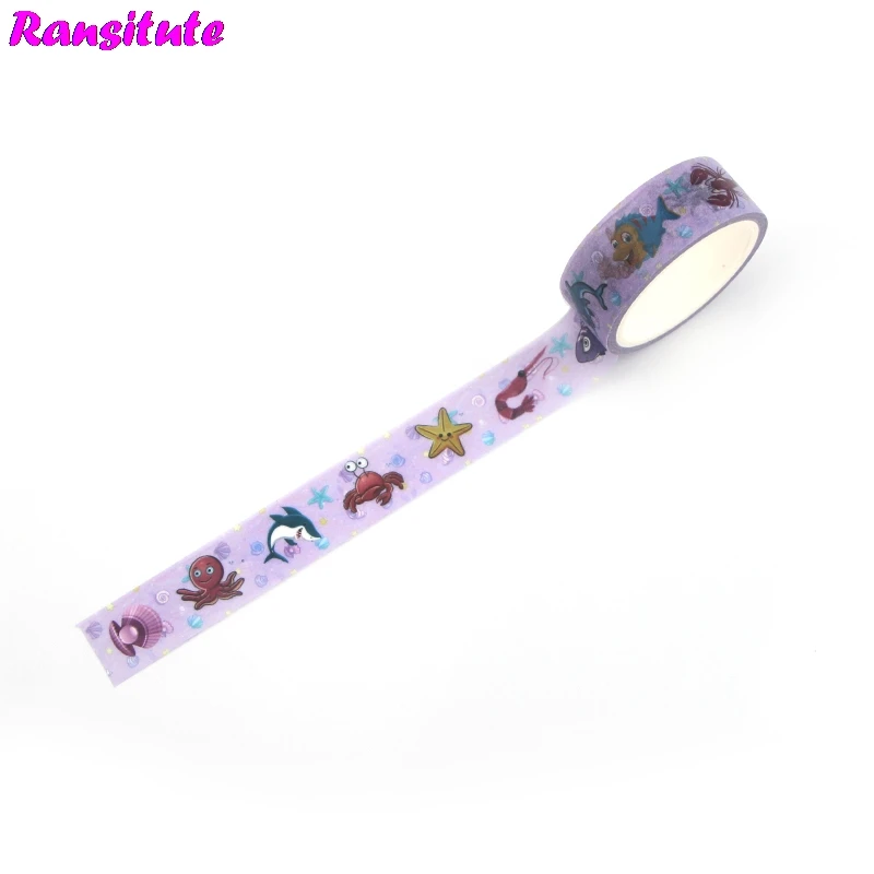 Ransitute R478 Marine Life Cute Washi Tape Color Manual DIY Decorative Masking Tape Removable Sticker School Supplies