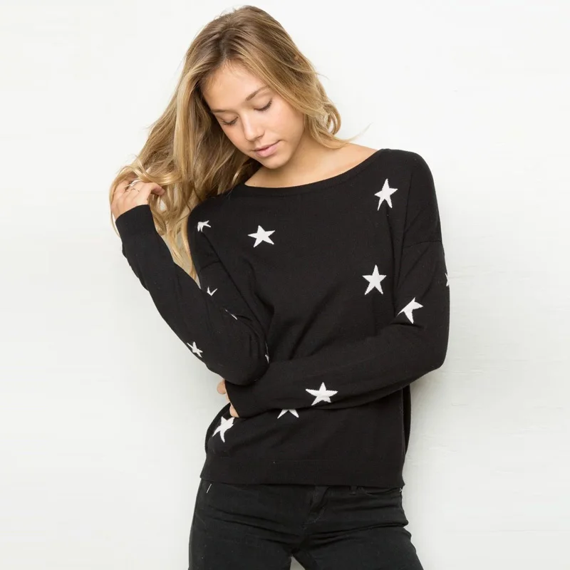 2016 Winter Christmas Knitted Sweater Stars Pattern Long Sleeve Winter ...