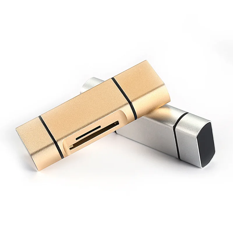 Адаптер OTG из алюминиевого сплава 3 в 1 Micro USB/Type C/USB Card Reader TF/SD/Micro SD Plug & Play PC Extension