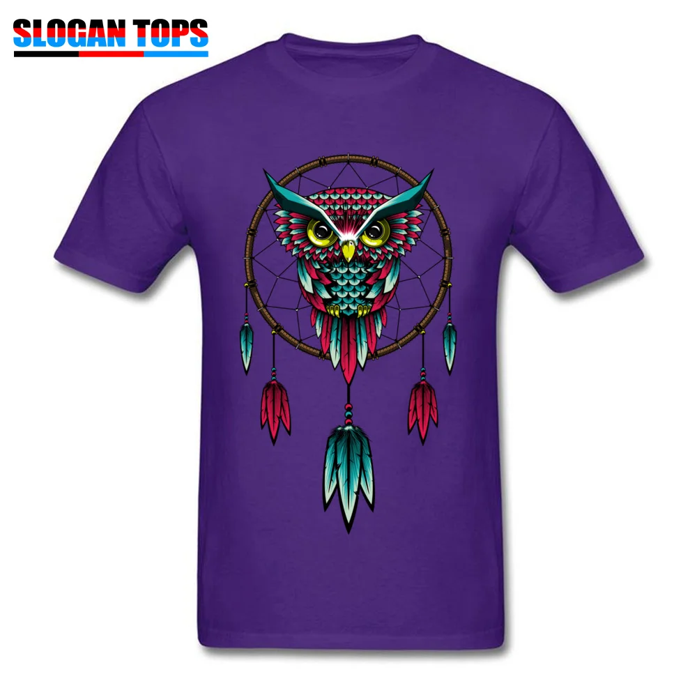 Dreamcatcher T shirt Men Owl Design Tops Tees Purple Tshirt Dream
