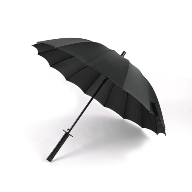 

16/24 Bone Brand Windproof Samurai Sword Sun Rainny Umbrella Ninja-like Straight Long Handle Ribs Manual Open Close Umbrella