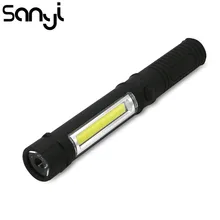 Multifunction COB LED Mini Pen Light Work Inspection Flashlight Torch Lamp With the Bottom Magnet and Clip Black/Red/Blue