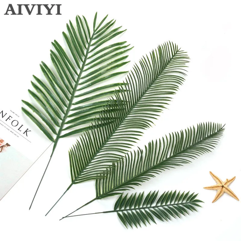 5X Lifelike Artificial Green Palm Branch Leaves Wedding Party Home Decor 38cm .