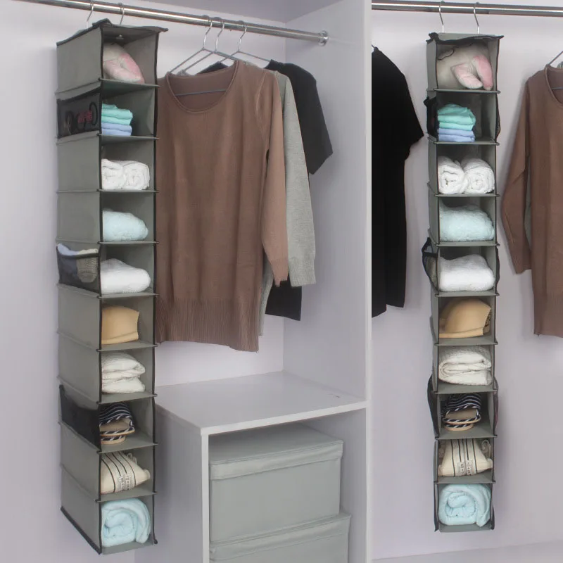 

JPZYLFKZL 10 Layer Durable Nonwoven fabric Organizer Rack Wardrobe Clothes Bureau Closet Tidy Home Foldable Storage Hanging Bag