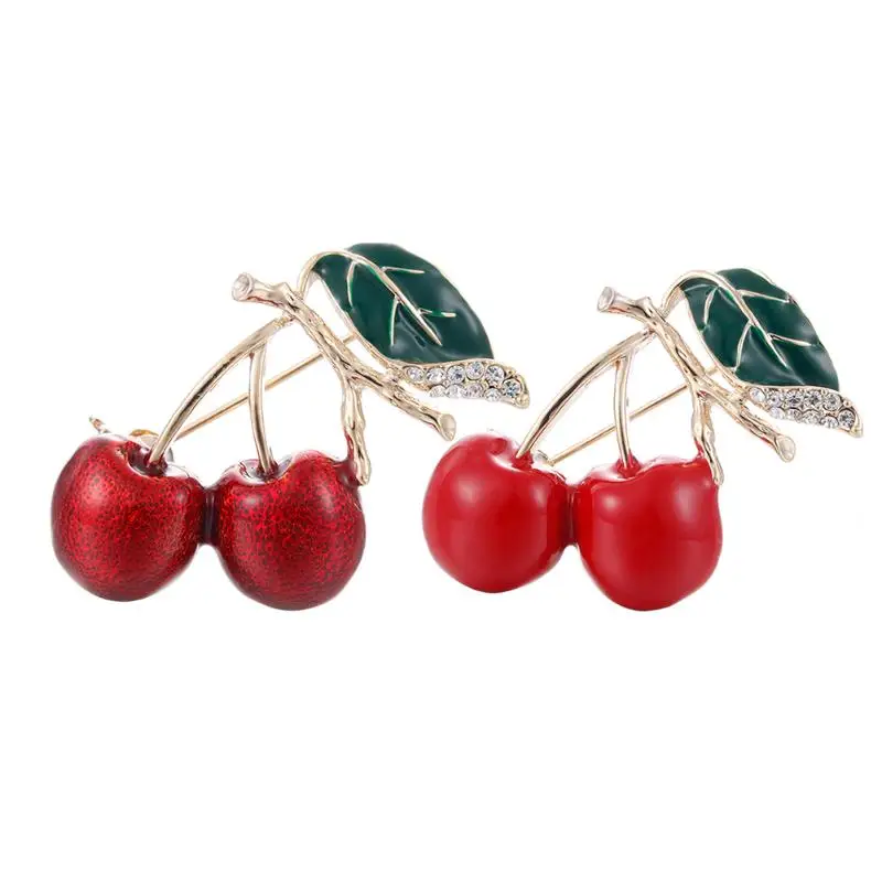 

Red Enamel Brooches For Women Kids Cherry Brooch Corsage Small Bouquet Hijab Pins Feminino Party Bag Dress Accessories