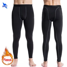 Теплые Зимние флисовые компрессионные штаны для бега, мужские облегающие быстросохнущие эластичные тренировочные леггинсы для спортзала и бега, брюки для фитнеса