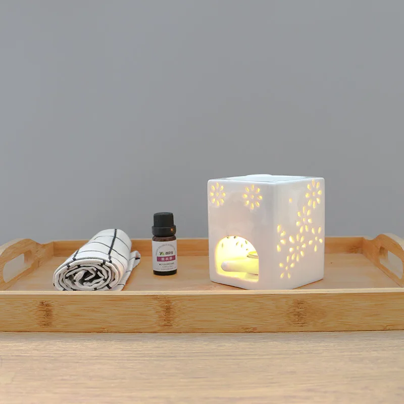 Креативный белый керамический узор курильница ароматическая лампа свеча с эфирным маслом нагреватель курильница печка ночные светильники