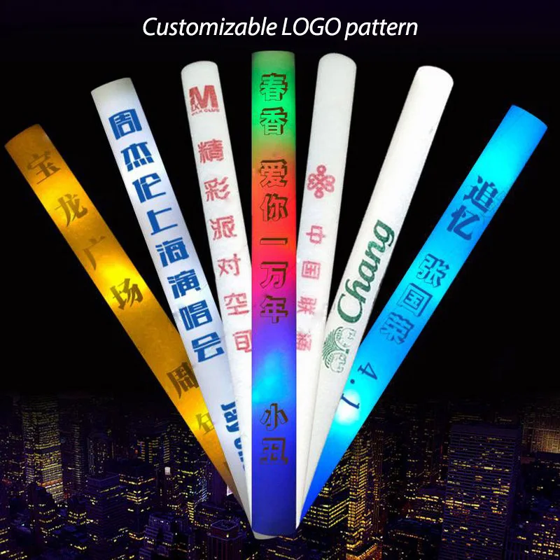 100 шт многоцветные Индивидуальные DIY лого пены палочки светодиодный светящиеся палочки-наклейки палочки