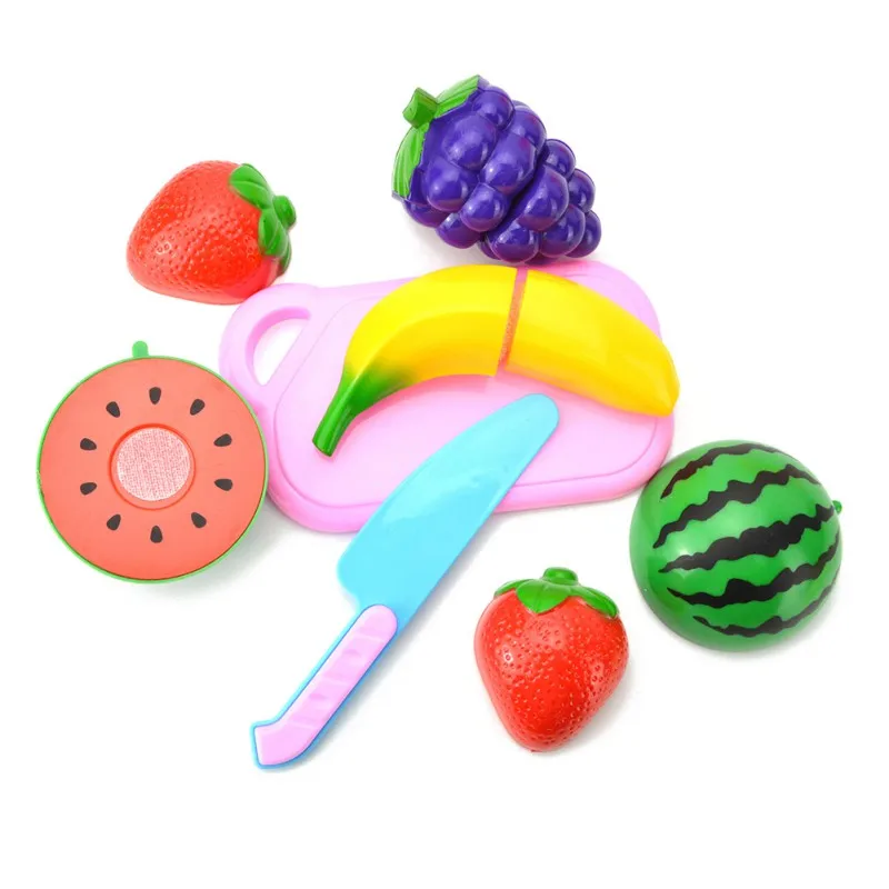 Пластмассовая резка овощей и фруктов, обучающая имитация еды, ролевые игры, набор, Детские кухонные игрушки для детей дошкольного возраста L1 - Цвет: as show