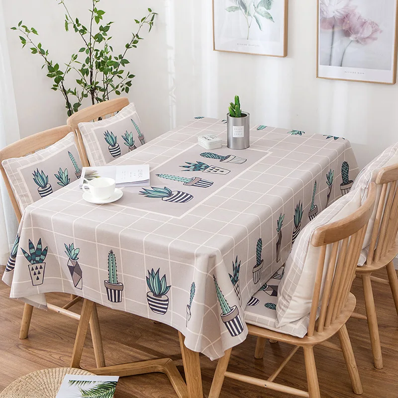 

Nordic Cactus Pattern Printing Tablecloth Cotton Linen Tablecloth Restaurant Party Home Decoration Table Cloth