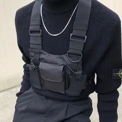 Черный нагрудный жилет хип-хоп Уличная унисекс HarnessA djustable функциональный боевой разгрузочный жилет Kanye West поясная сумка