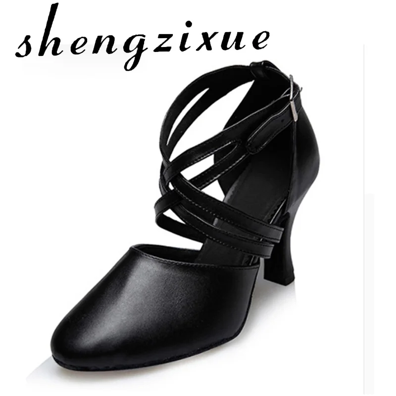 $32.82 Wuxijiao Women's Genuine Leather Black Latin Modern Dance Shoes Tango Party Wedding Square Da