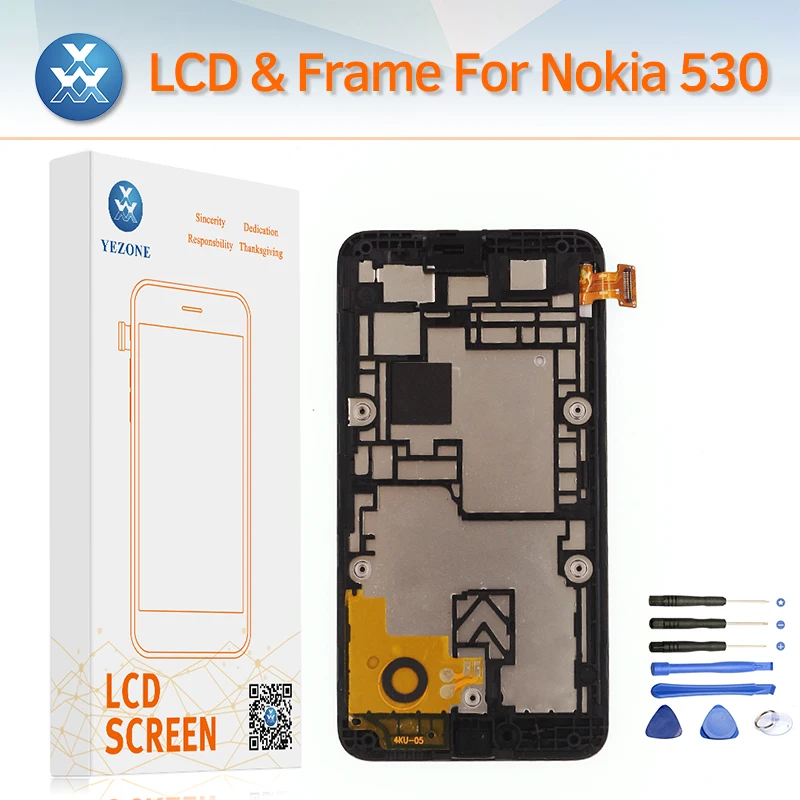 ЖК-дисплей Экран для Nokia Lumia 530 N530 Дисплей Сенсорный экран планшета рамка Полная