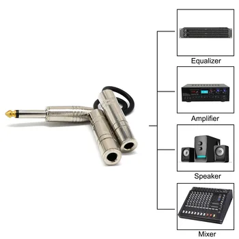 

PRO 6.35mm 1/4 inch Stereo Jack Splitter Cable Adapter Lead Plug to 2 x Sockets