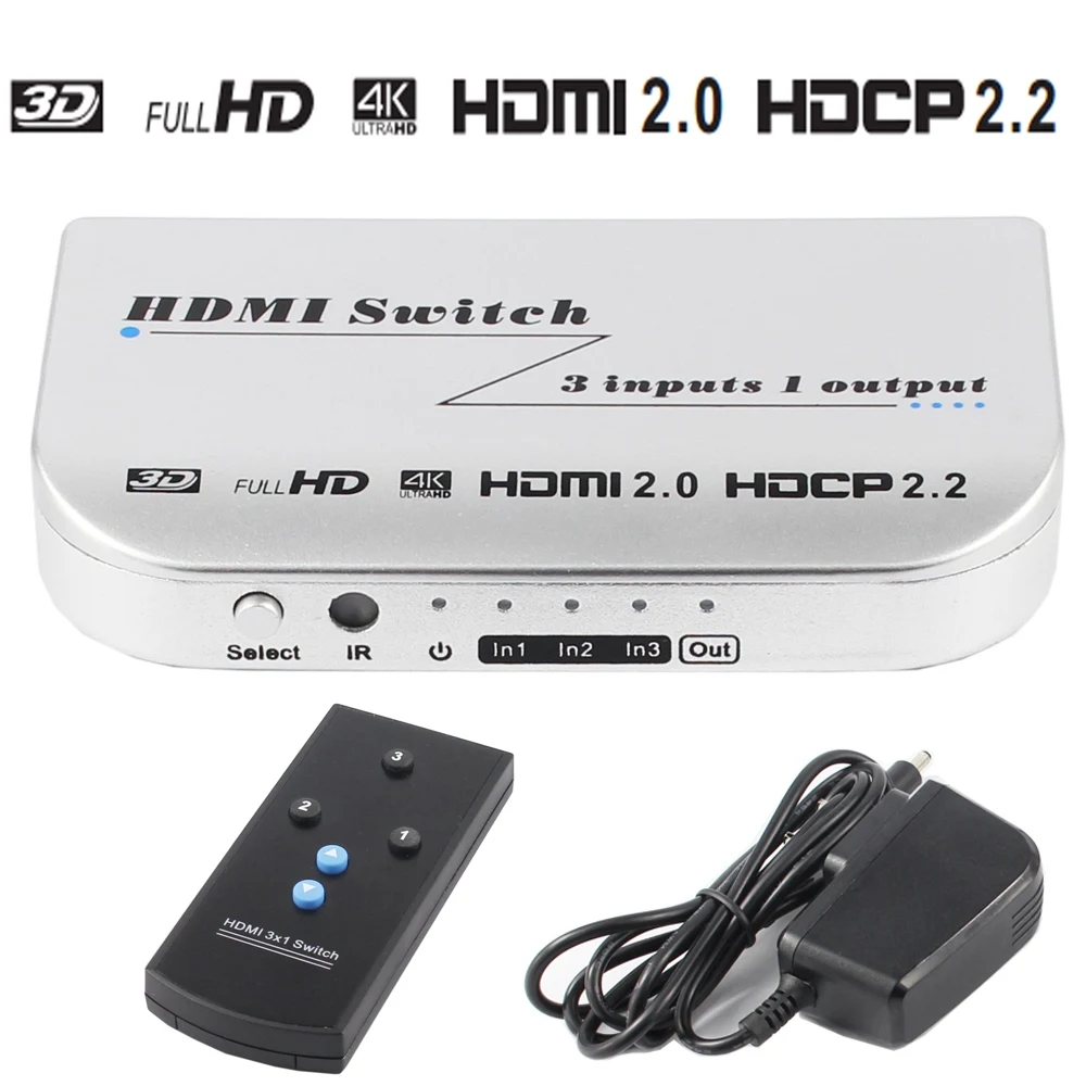 Hdmi коммутатор 3X1 4 K X 2 k @ 60 Гц 3 в 1 выход 3 порта Hdmi Двойной режим Switcher 3D с ИК беспроводной пульт дистанционного управления