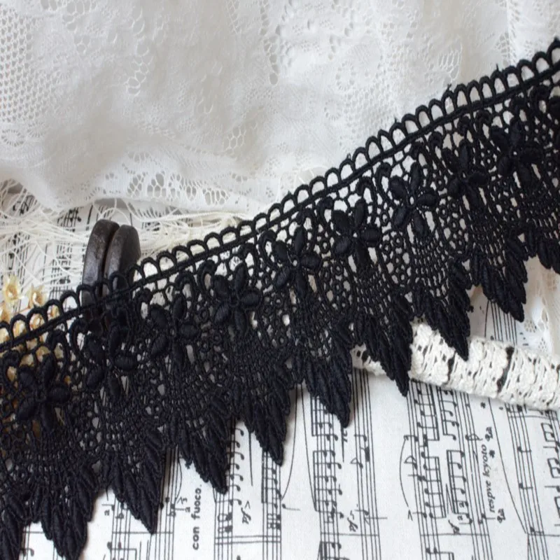 

Clothing lace accessories outside the single high quality black water soluble cotton embroidery hem lace width of 6.6 cm