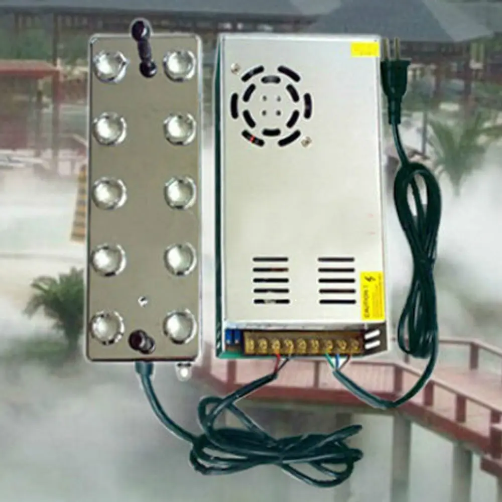 10 head Ultrasonic mist maker fogger humidifier greenhouse Aeromist Hydroponics w/ transformer 220V