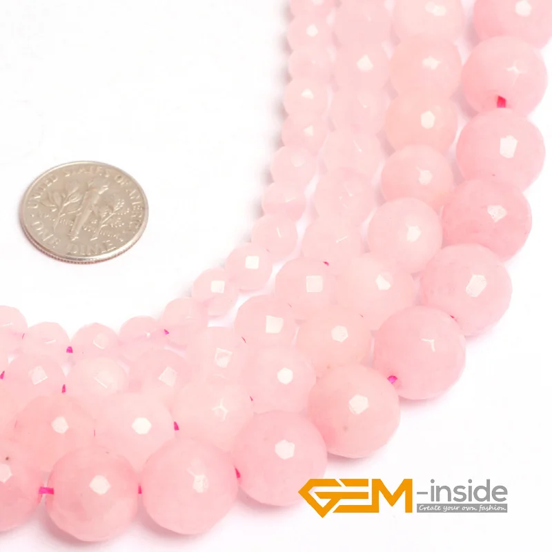 

8mm 10mm 12mm Round Faceted Rose Quartzs Stone Beads Natural Stone Beads DIY Loose Beads For Jewelry Making Strand 15" Wholesale