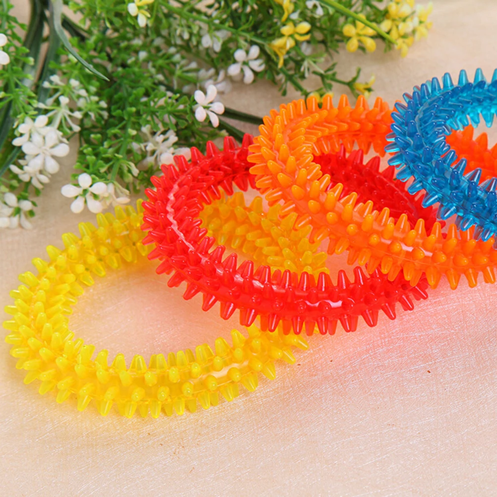 Multicolor Rubber Chew Pet Dog Puppy Dental Teeth Biting Ring Play Toy