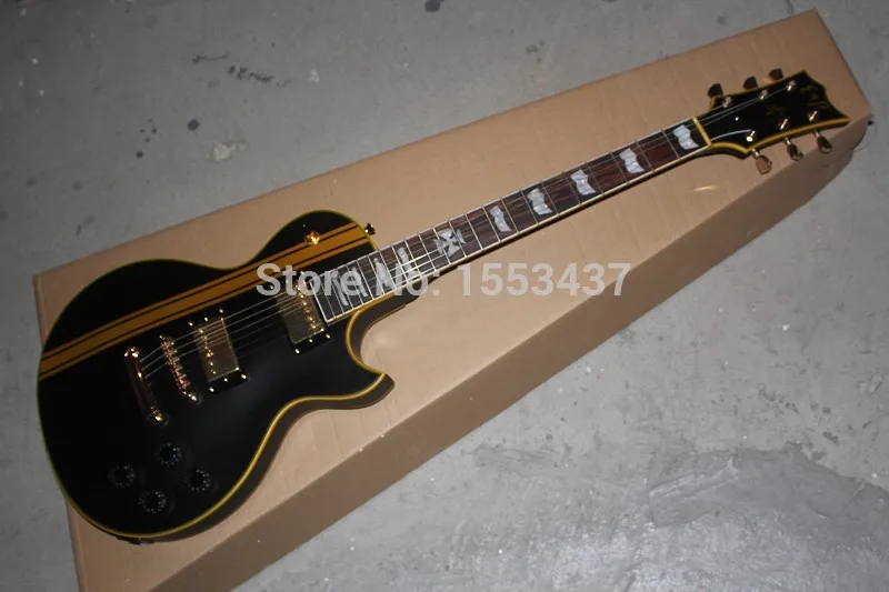 

Free Shipping!2017 new ESP Custom Shop high-quality Mahogany Matt Black Electric Guitar yellow sides Golden Hardware hott3