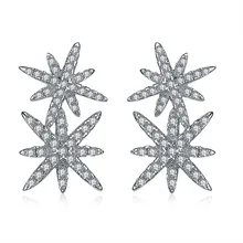 Модные серьги с двойной звездой бренд микро набор кубического циркония Черный Белый Ювелирные изделия для женщин ZK20