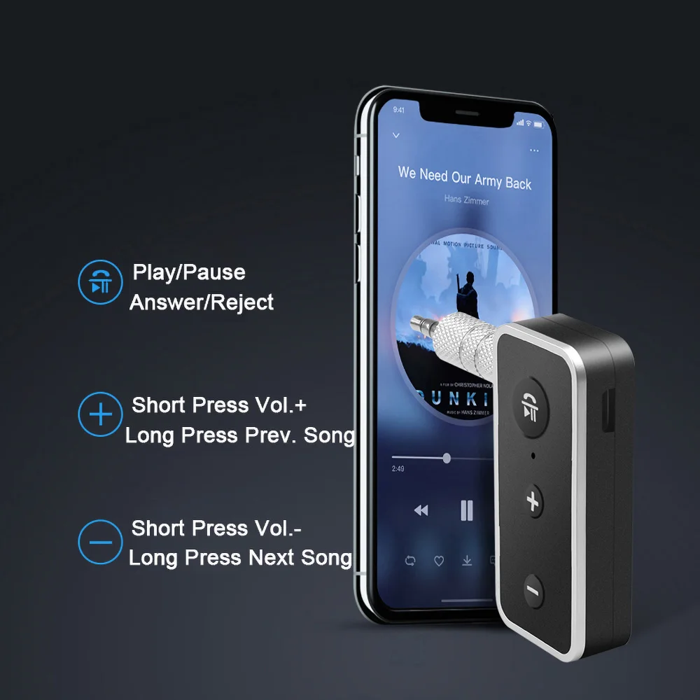 Kebidu 3 5 мм AUX аудио беспроводной адаптер громкой связи стерео Музыка MP3 Bluetooth 0