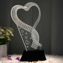Prático quarto do USB 3D LED Night Light Table Lamp Night Light Presente de Natal NEW Único Coração