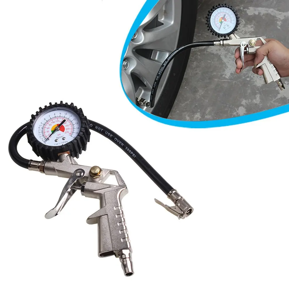 Multi-functional Car Truck Air Tire Pressure Inflator Gauge Dial Meter Vehicle Tester Tyre Inflation Gun Monitoring Tool Hot