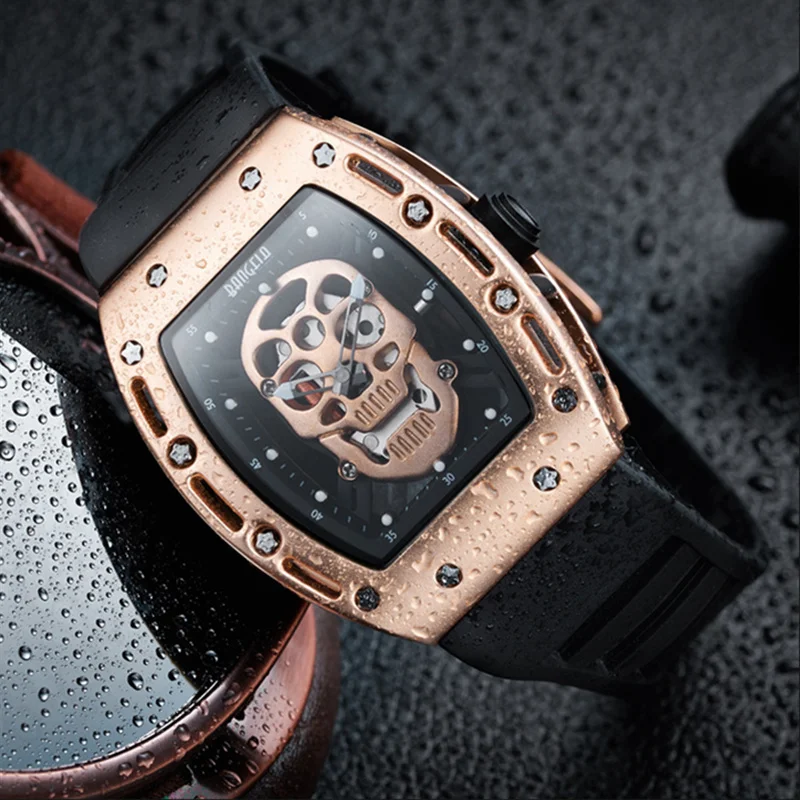 Kopen BAOGELA Top Merk Skeletschedel Polshorloge Mannen Horloge Mode Lichtgevende heren Horloge Siliconen Heren Horloges relojes para hombre
