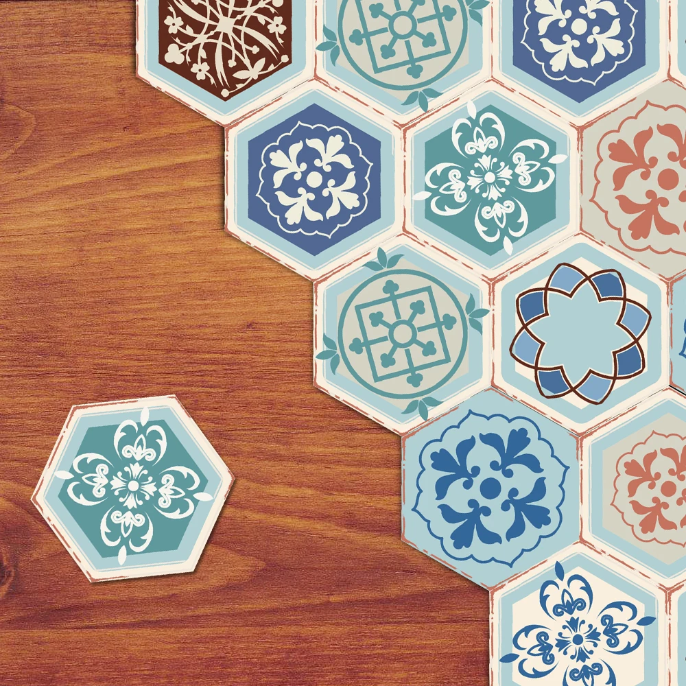 10 قطعة/المجموعة مسدس ملصقات أرضية الحمام بلاط نمط ملصقات جدار للماء المضادة للانزلاق الفن صائق غرفة نوم ديكور المنزل 20x23 سنتيمتر