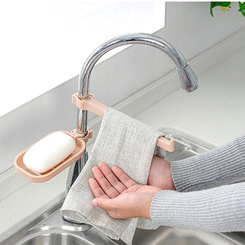 

1Pcs Creative Plastic Faucet Drain Racks Pool Storage Holders Kitchen Sink Sponge Towel Drain Rack Combination Storage Holders