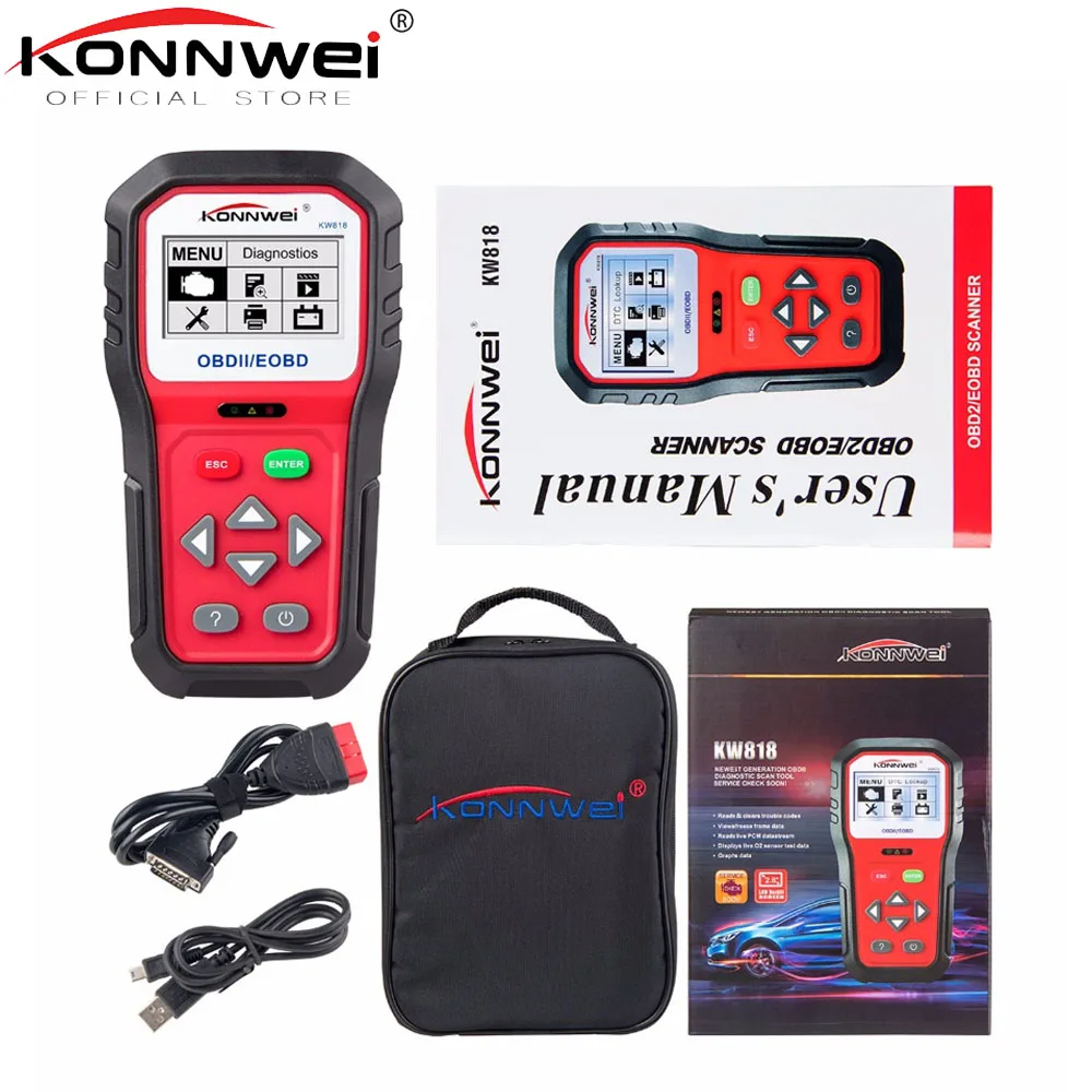 

Universal OBD2 Scanner KONNWEI KW818 Auto Scanner OBDII Diagnostic Tool ODB II Check Engine Engine Automotive Code Reader Tools