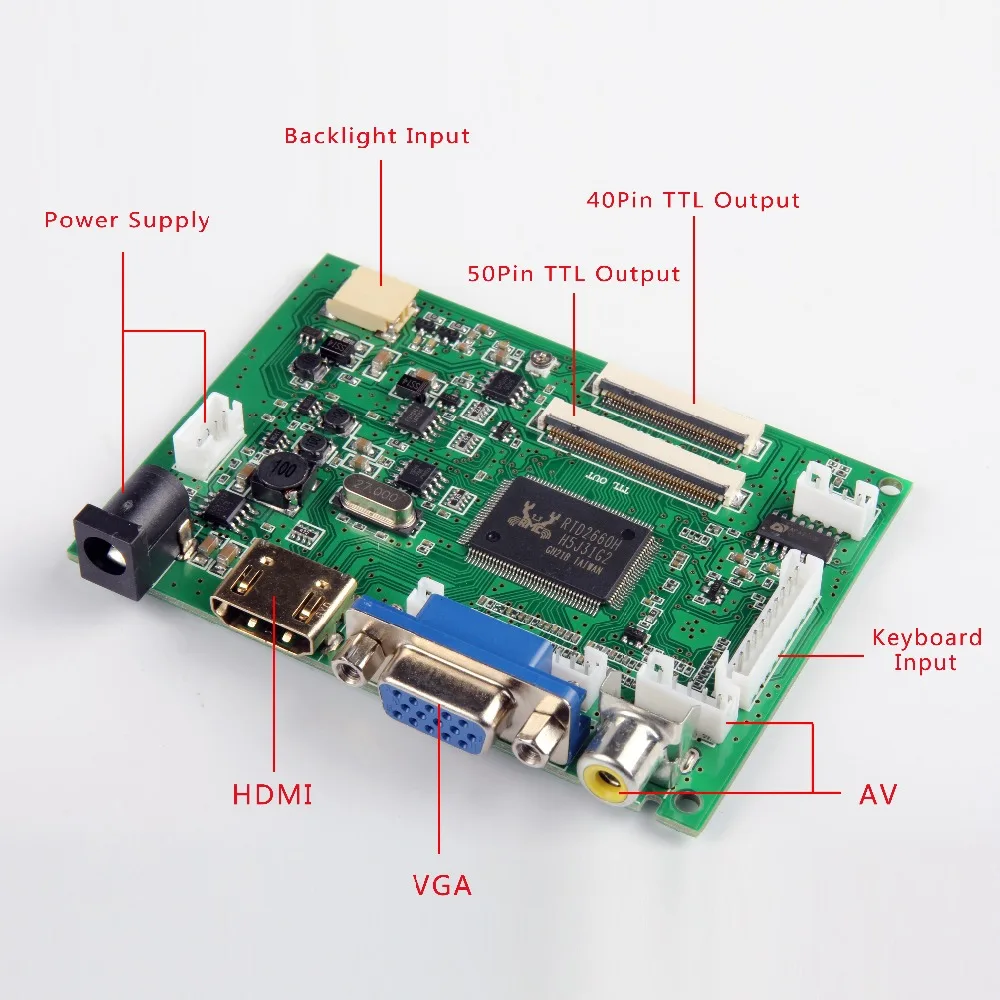 Skylarpu 7 дюймов 1280*800 ips 39 контактов экран многофункциональный драйвер платы с AV2 HDMI VGA для Raspberry Pi(без касания