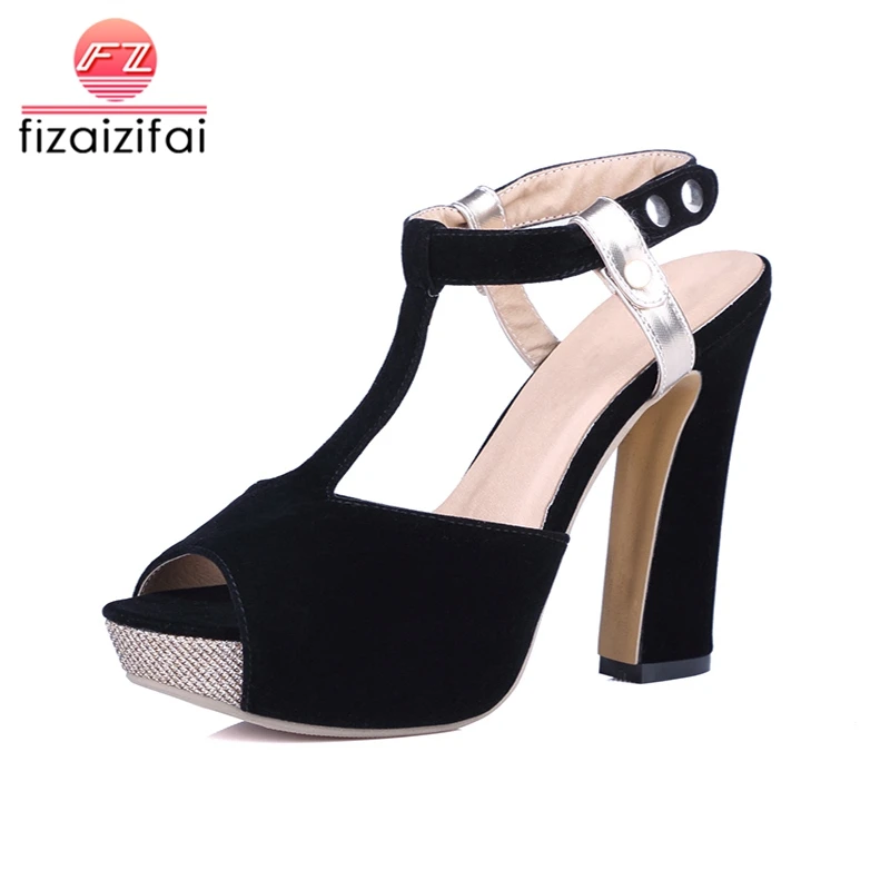 

FizaiZifai Size 32-43 Women High Heel Sandals T Tied Open Toe Platfrom Rivets Ladies Sandals Fashion Vintage Shoes Party Shoes