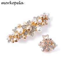 Morkopela(2 шт./компл.) искусственный жемчуг заколка для волос с цветком заколки со стразами женские аксессуары заколки для волос