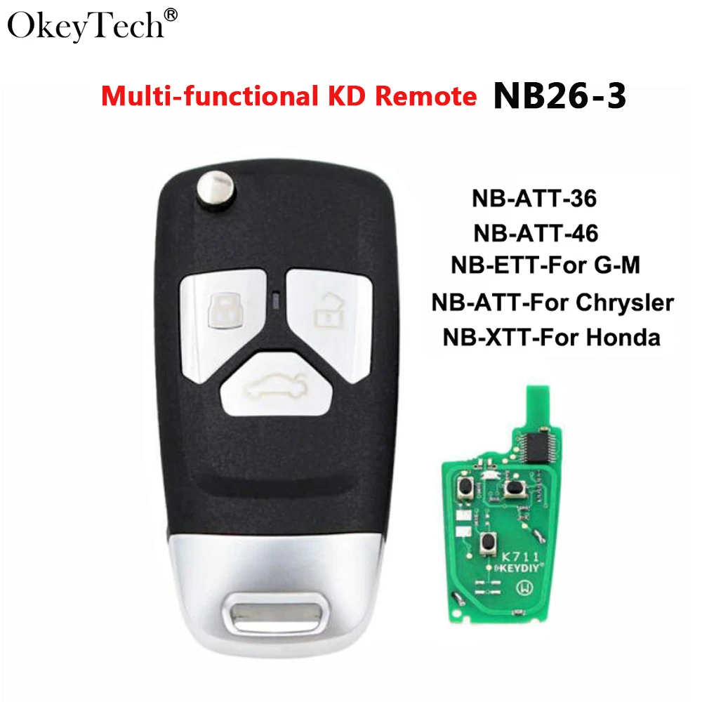 

Okeytech 1PC NB26 Universal Multi-functional KD Remote 3 Button NB Series Key For KD900 URG200 Remote Master High Quality