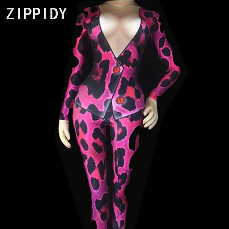 rose-blue-green-leopard-pattern-jumpsuit-women's-cosplay-party-nightclub-bar-singer-dance-one-piece-outfit-sexy-stretch-bodysuit