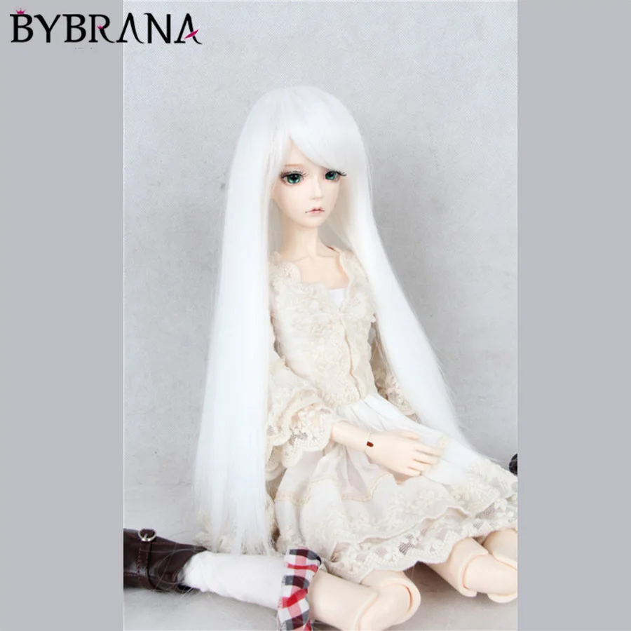 

Bybrana white Long Straight Bangs Wigs High Temperature Fiber 1/3 1/4 BJD SD dolls hair