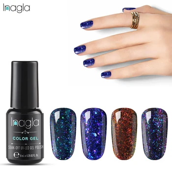 

Inagla Chameleon Nail Gel Polish Galaxy Starry Gel Polish Glitter 8ML Soak Off LED UV Gel Varnish Sequin Semi Permanent Lacquer