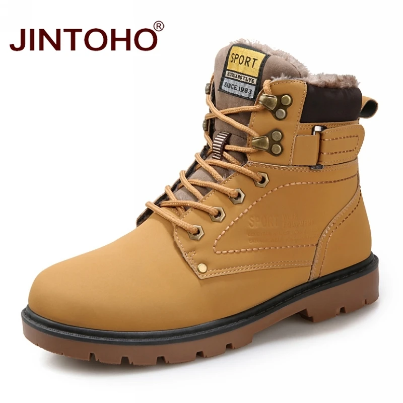 

JINTOHO 2017 New Winter Men Shoes Fashion Brand Men Boots Adult Male Shoes Winter Snow Boots Leather Male Boots Leather Shoes