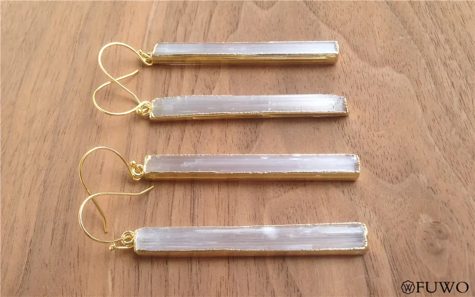 Natural Selenite Crystal Blade Earrings 10