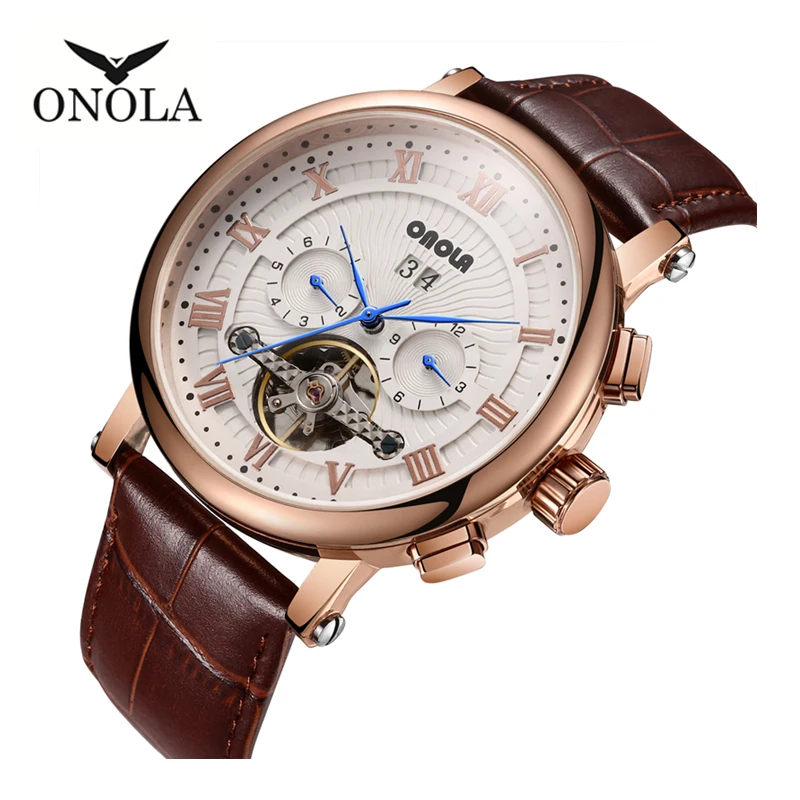 

Brand ONOLA high-quality business leisure multi-functional automatic mechanical watch leather men's Wristwatch