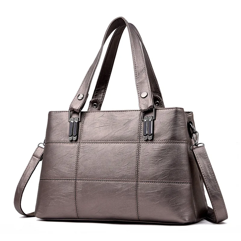 Новинка, роскошные сумки с 3 карманами, женские сумки, дизайнерские сумки через плечо для женщин, кожаные сумки, Большая вместительная сумка через плечо - Цвет: Bronze
