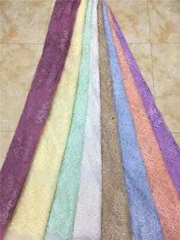 

2019 African high quality velvet sequence French Nigerian sequins net tulle mesh Swiss lace fabric for dress 5yards/lot yellow